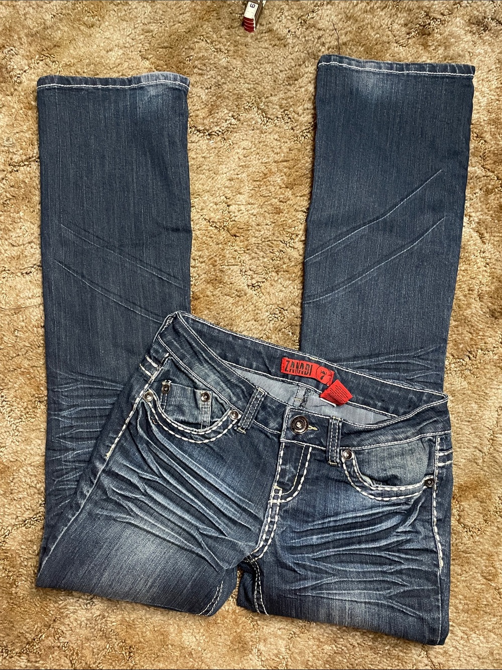 Zanadi Y2K 2000s Style Low Rise Rhinestone Bootcut Jean Size 7 Juniors